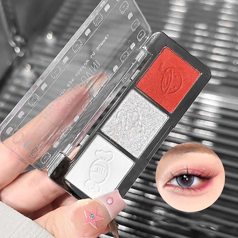 CAPPUVINI サマー スリーカラー アイシャドウ、パールファインフラッシュ、マット、メイクが簡単、持続性、パウダー不要、自然なメイクを実現