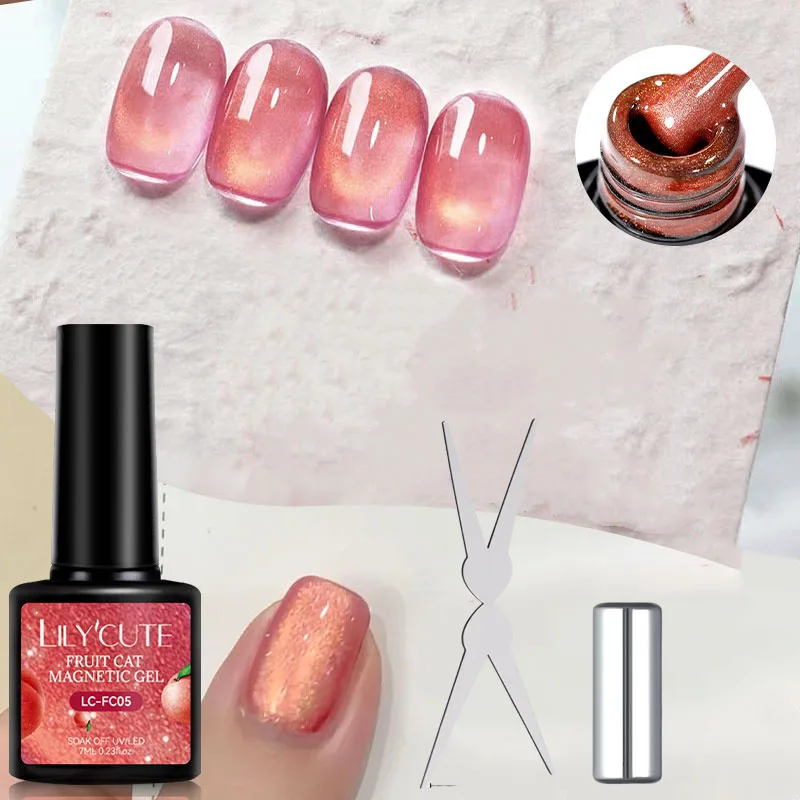 3 قطعة هلام طلاء الأظافر عين القط الفاكهة والفرنسية برأسين قضيب مغناطيسي عدة تألق بريق شبه دائم نقع قبالة الأشعة فوق البنفسجية المغناطيسي الغراء #4