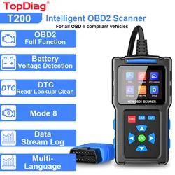 TopDiag T200 Car OBD2 Scanner Diagnostic Tool Engine Code Reader Car Voltage Tester Automotive Vehicle Fault Code Scanner OBDII