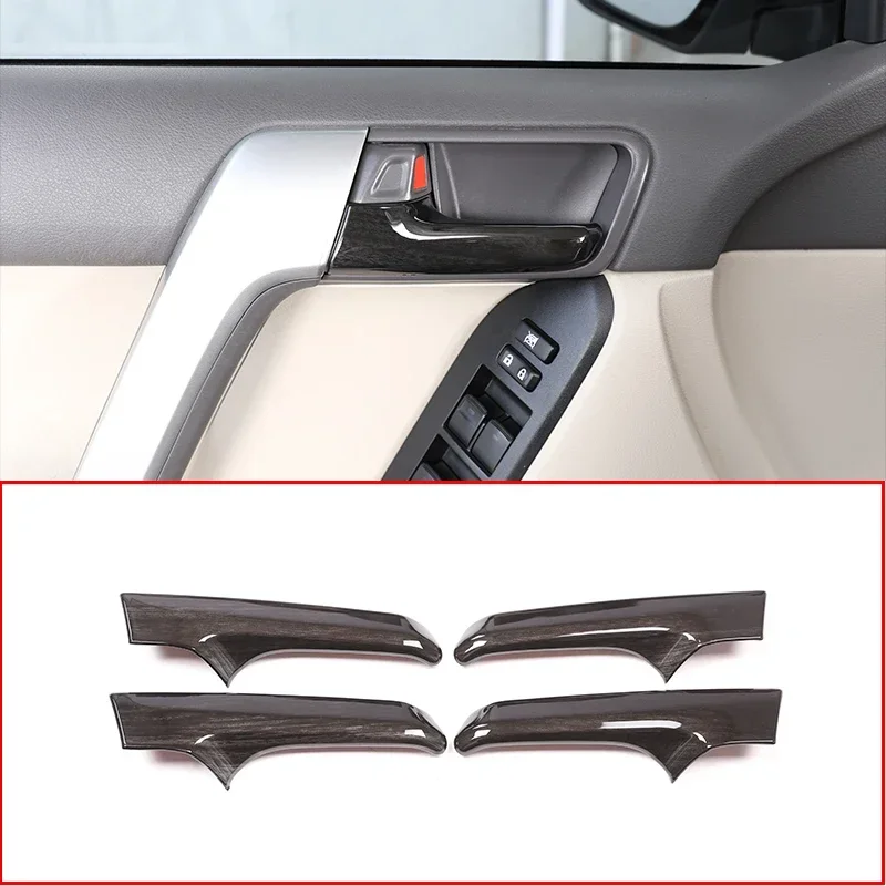

4Pcs For Toyota Land Cruiser Prado FJ150 150 2010 2011 - 2018 Black Wood Grain Car ABS Interior Door Handle Trim Car Accessories