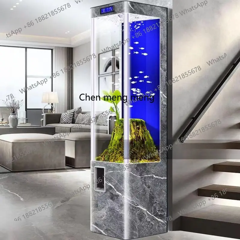 

Vertical high definition glass aquarium living room small and medium household floor water free