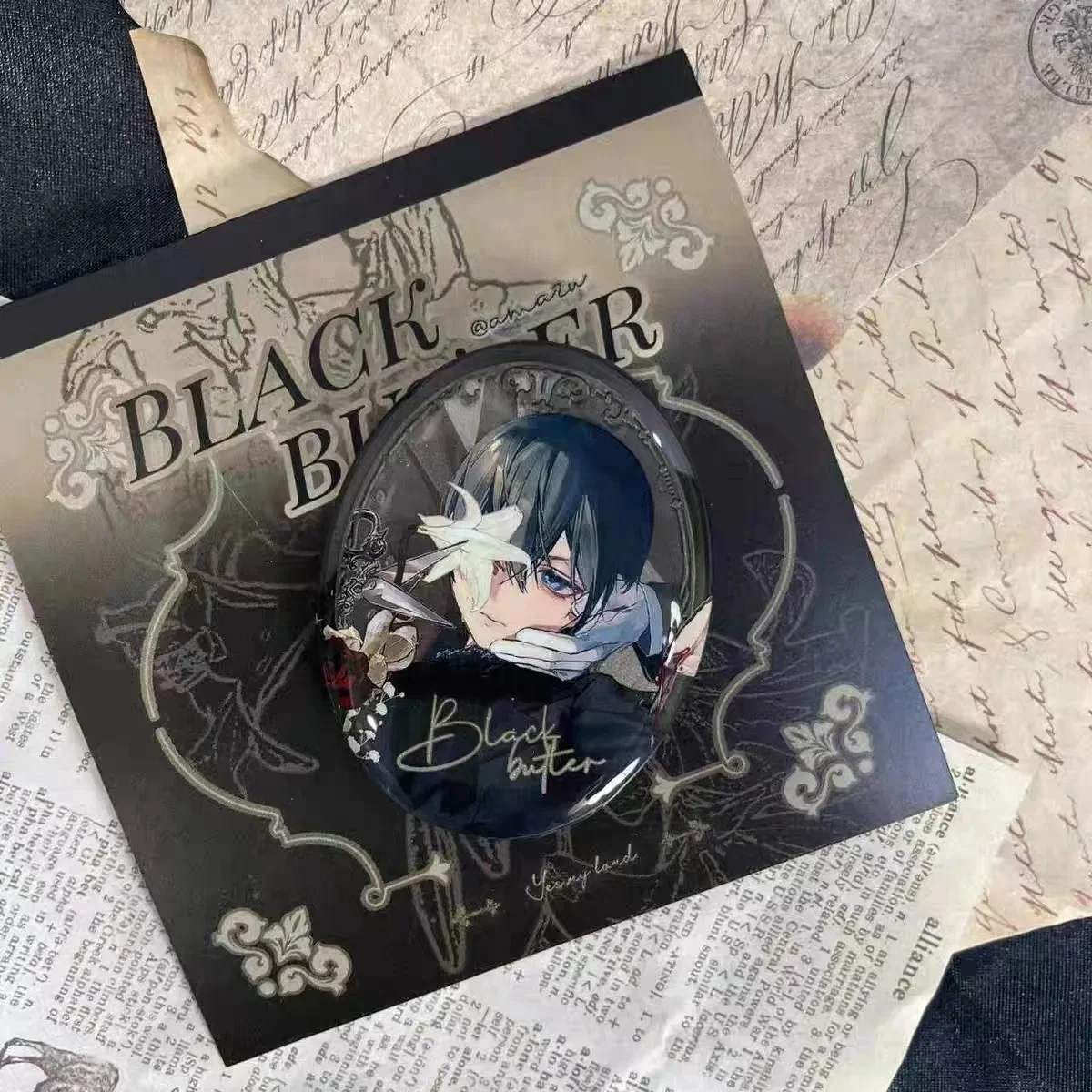 الأسود بتلر القطع الناقص شارات Ciel سيباستيان دبابيس Kawaii بروش أنيمي السلع جمع حقيبة الملحقات لطيف حلية صديق هدية
