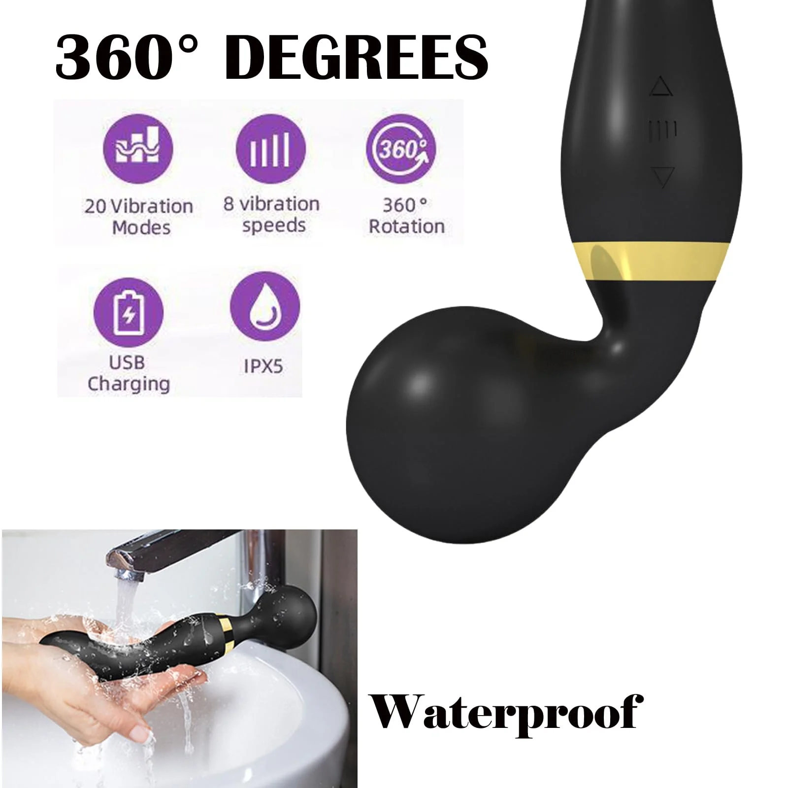 Vibrator Wand,Adult Sex Toy Wand, G Spot Dildo, Clit Vibrator, Sex Vibrators,Clitoris Stimulation,with 8 Speeds & 20 Patterns, F image 3