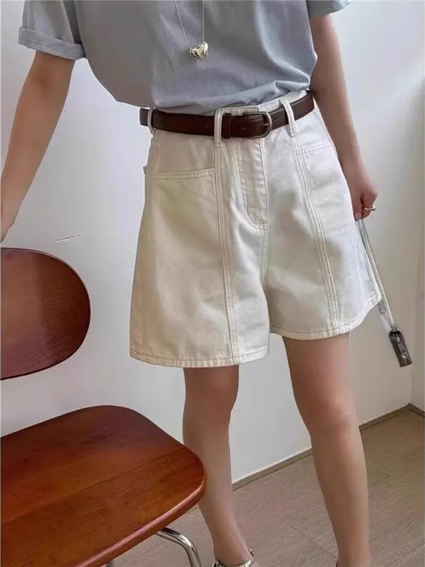 

Большие размеры, американские ретро джинсовые орты, женские летние новые утягивающие свободные повседневные широкие брюки с высокой талией, пять четвертей