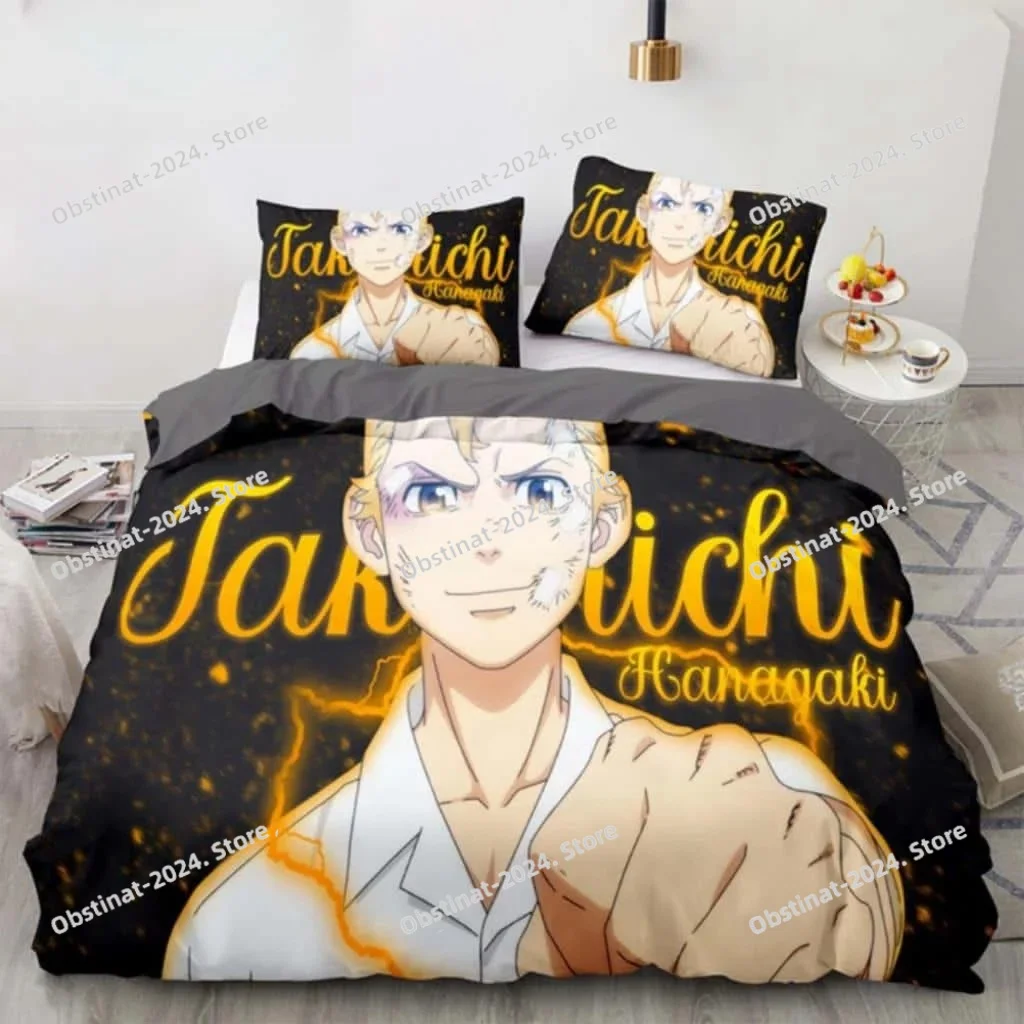 

Fashion Tokyo Revengers Bedding Set Polyester Double Single Full Size Anime Bed Set Adults Teens Bedroom Luxury Duvet Cover Set