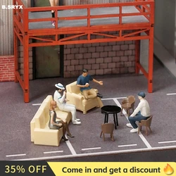 Kicarmod 1/64 Scale Model Sofa table and chair kit in Scale Paired with 1:64 Architectural Scenes and Car Models Scene