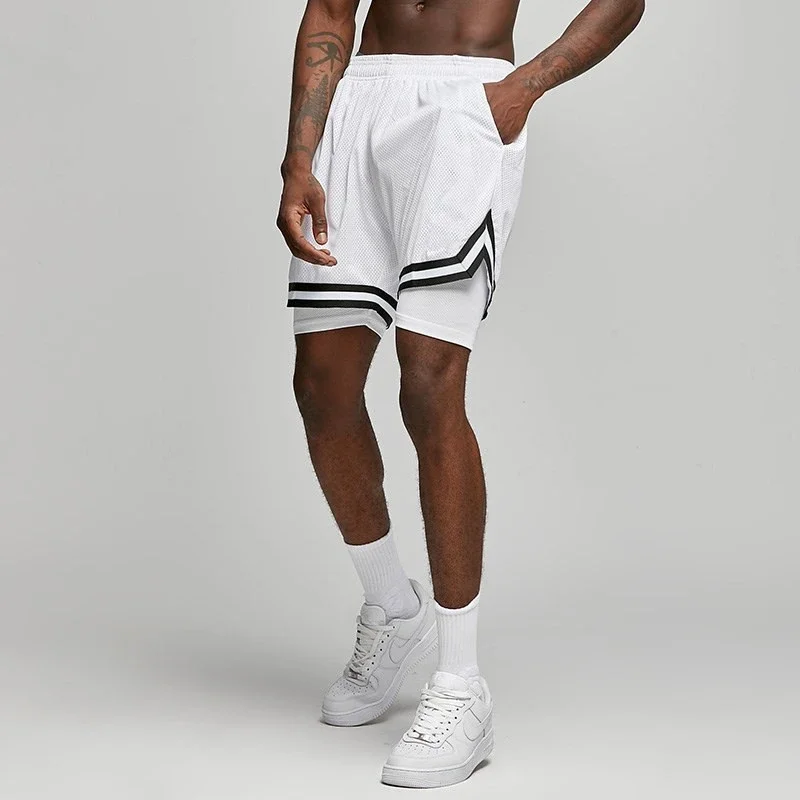 Fake Two Basketball Shorts Loose American Anti-light Men Women Ball Pants Summer Quasi-training Running Sports Five-point Pants