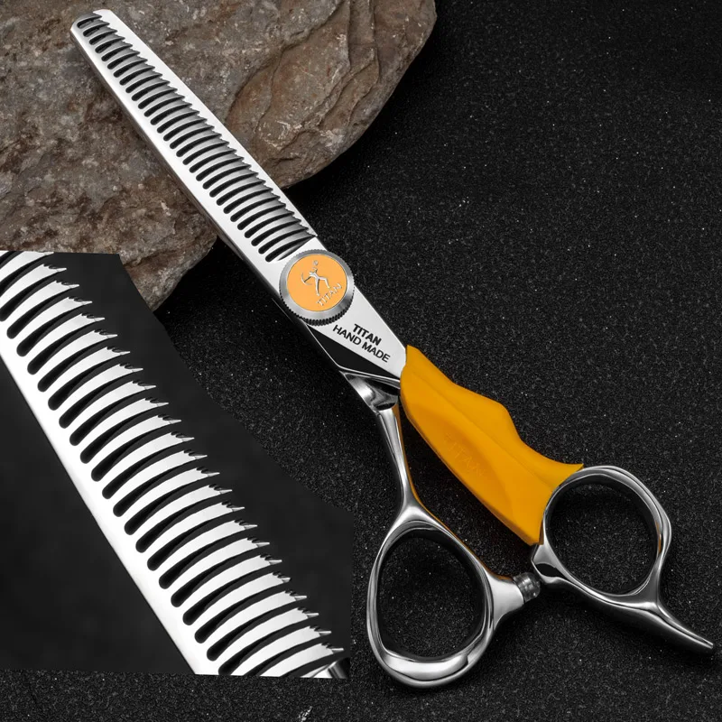 titanプロフェッショナル理髪師用ハサミ、バーバーハサミ、ヘアカット・すきバサミセット（55-60-65-70インチ）、日本製440c鋼