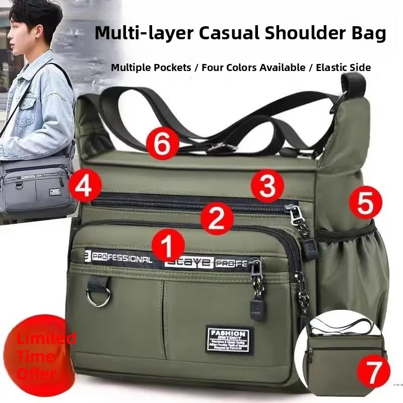 

Новая большая повседневная мужская сумка через плечо для бизнеса, водонепроницаемая, износостойкая, с множеством карманов, для отдыха