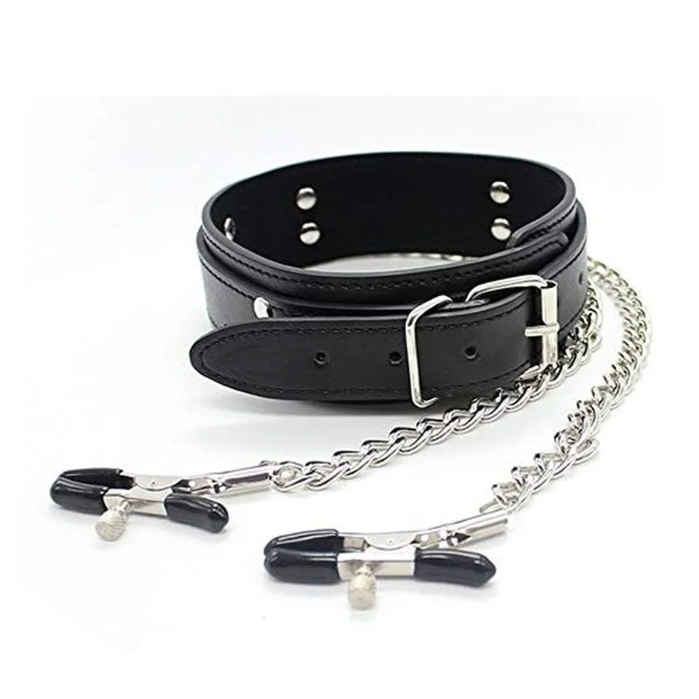 Sex Shop BDSM Bondage Restraint Fetish Collar Chain Collars Collocation Nipple Clamps No Vibrators Erotic Sexual Toy Adult