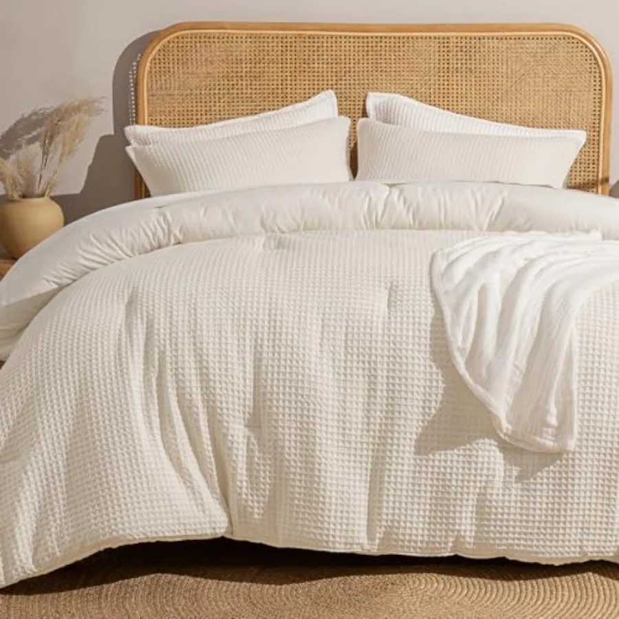 

Комплект постельного белья из вафельной ткани, 3 предмета: мягкий, дышащий, легкий, уютный, приятный для кожи, теплый, на все сезоны, элегантный, эстетичный, для дома