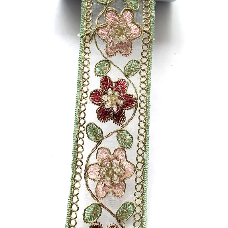 مجموعة من 2 م/6.56 قدم ، كبيرة وواسعة ، تطريز دانتيل ، زخرفة زهور ، إكسسوارات ستائر ، مصنوعة يدويًا ، أشرطة حرفية ، فستان #6