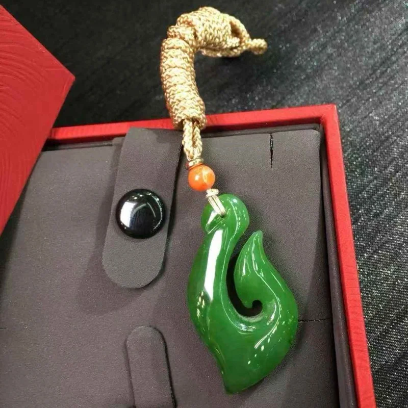 SGARIT Authentic Jadeite Natural Hotan Jasper Totem Pendant for Women Men DIY Necklace Accessories