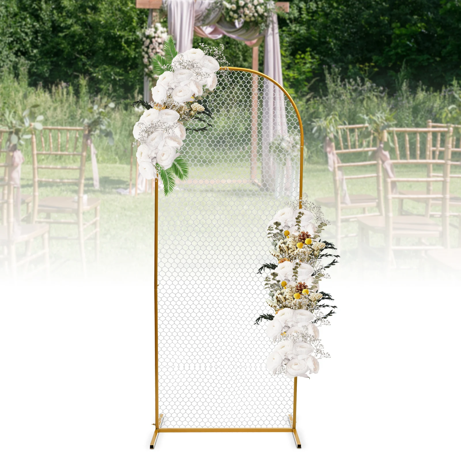 200cm Gold Mesh Wall Stand Arch Backdrop Iron Wedding Event Party Props DIY Decoration