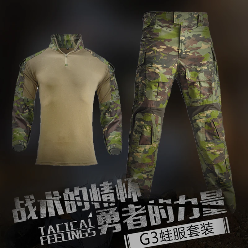 طقم بدلة الضفدع التكتيكية G3 بدلة تدريب القوة الخاصة المموهة مع بنطال بأكمام طويلة في الركبة  معدات الصيد القتالية الميدانية في الهواء الطلق #6