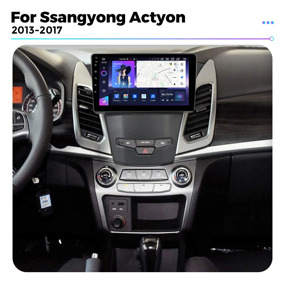 Navifly MTK6762 car multimedia player 2 Din stereo autoradio For SsangYong Korando 3 Actyon 2 2013 - 2017 wireless CarPlay+Auto