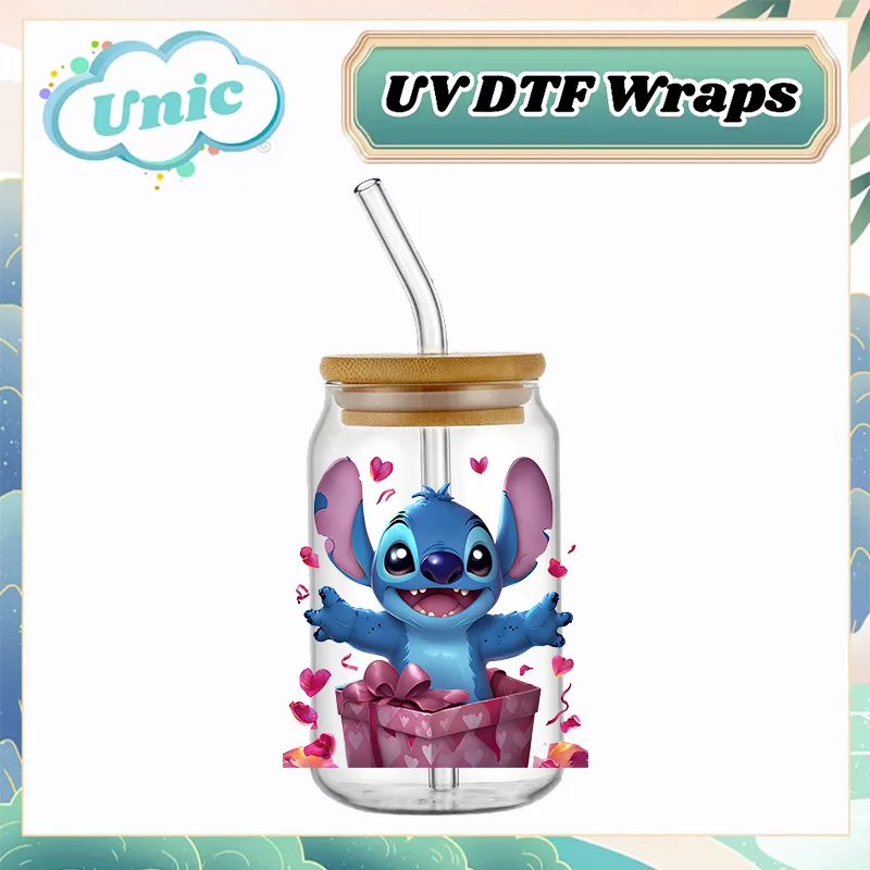 UV DTF 전사 발렌타인 스티커, 스티치 전사 인쇄, 컵 랩용 UV DTF 전사, 16oz DTF 랩 유리 데칼