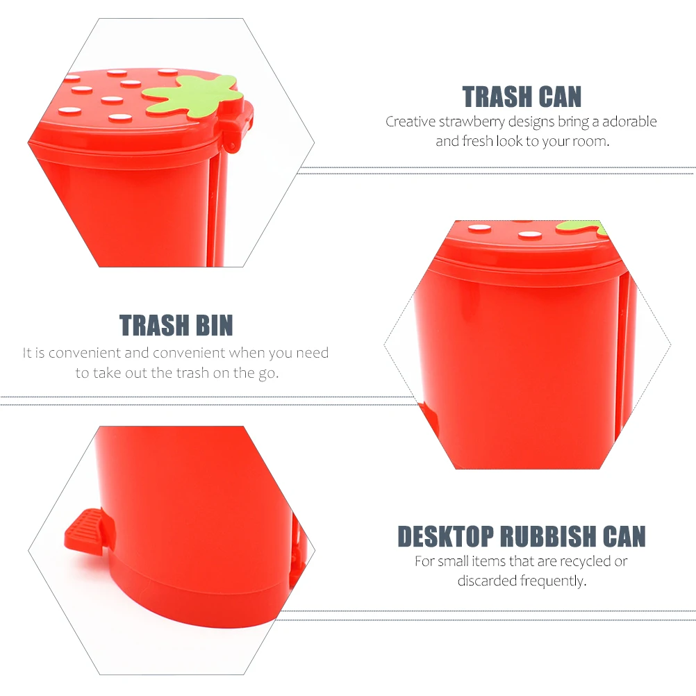 

Desktop Trash Can Heart Shaped Red PP Material Lightweight Kitchen Office Bucket Waste Paper Container Tissues Crumbs