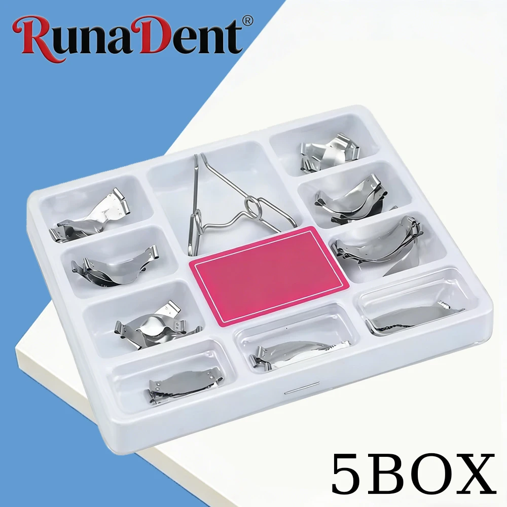 High Quality Universal Dental Saddle Contoured Metal Matrices Kit with 1330 Spring Clip Essential Dentist Tool