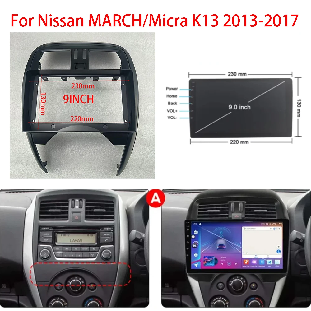 7/9 Inch Android Car Radio Fascias For NISSAN MARCH/ MICRA K13 2013-2017 Stereo Player Dash Frame Panel Installation Trim