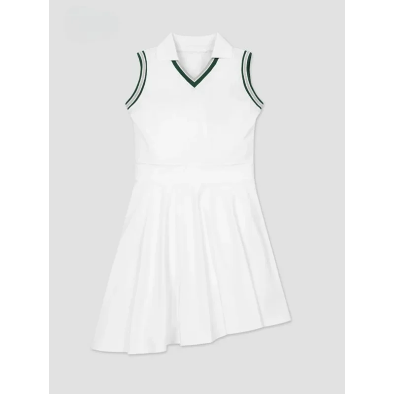 

Golf wear 24 years old spring and summer new lapel waist sleeveless short dress dress women