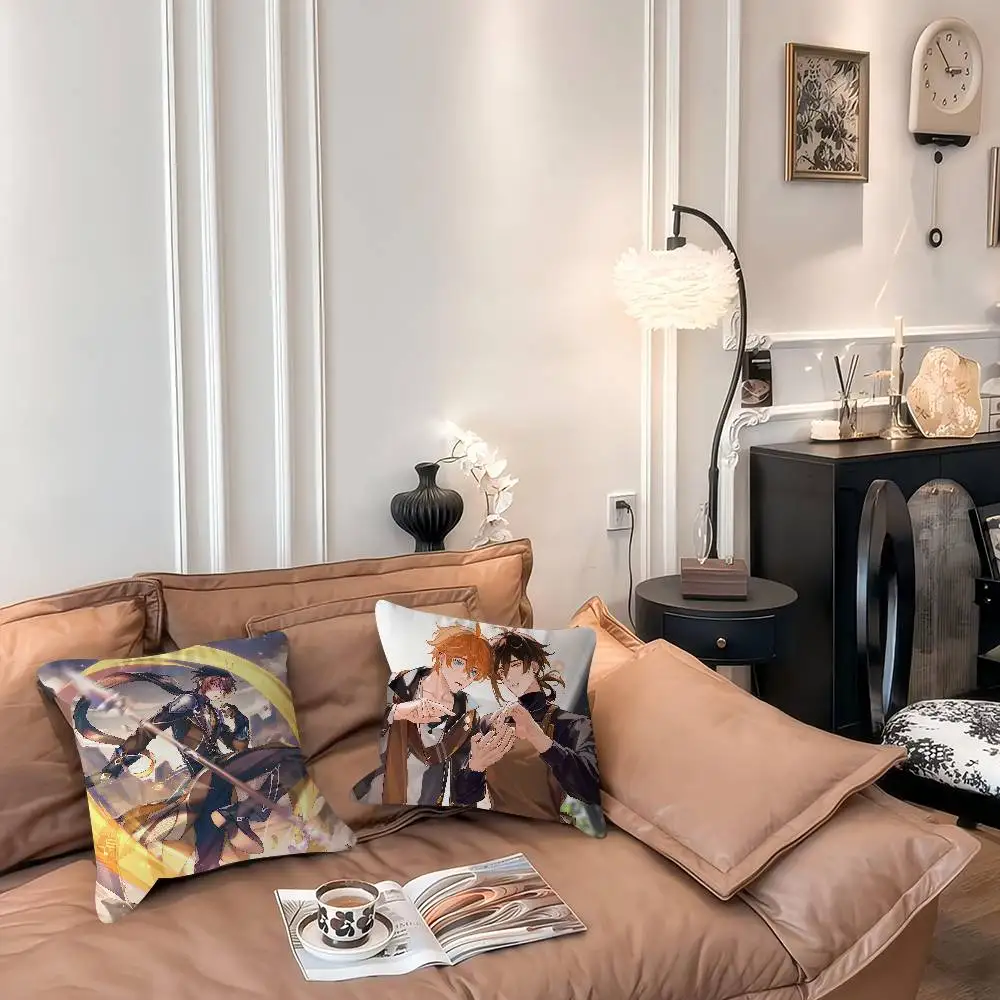 

Genshin Impact Zhongli Pillow Gift Home Office Decoration Pillow Bedroom Sofa Car Cushion CoverPillow Case