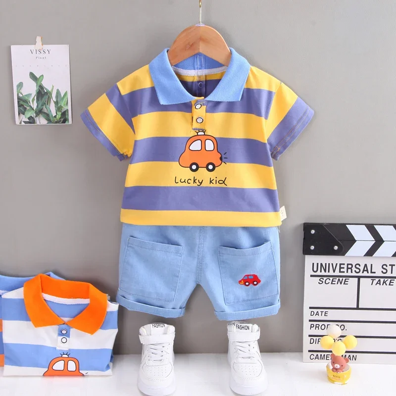 New Children Cotton Summer Kids Boy Girl Clothes Printed LionT Shirts Shorts 2Pcs/Set Infant Kids Fashion Toddler Tracksuits