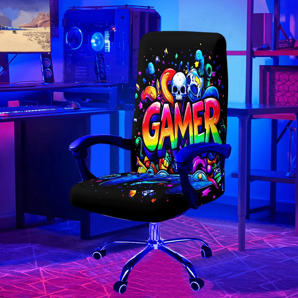 Im Dunkeln leuchtende Stuhlbezüge, UV-reaktiv leuchtende Computer-Gaming-Stuhlbezüge, Set für Büro, Zuhause, Gaming-Stuhl-Dekoration, Weihnachtsgeschenk