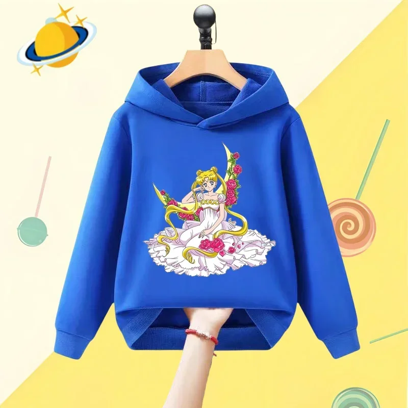 Sailor Moon Anime dziecięca bluza z kapturem gra nadruk kreskówkowy jesienno-zimowa bluza z długim rękawem chłopcy dziewczęta Kawaii top na co dzień