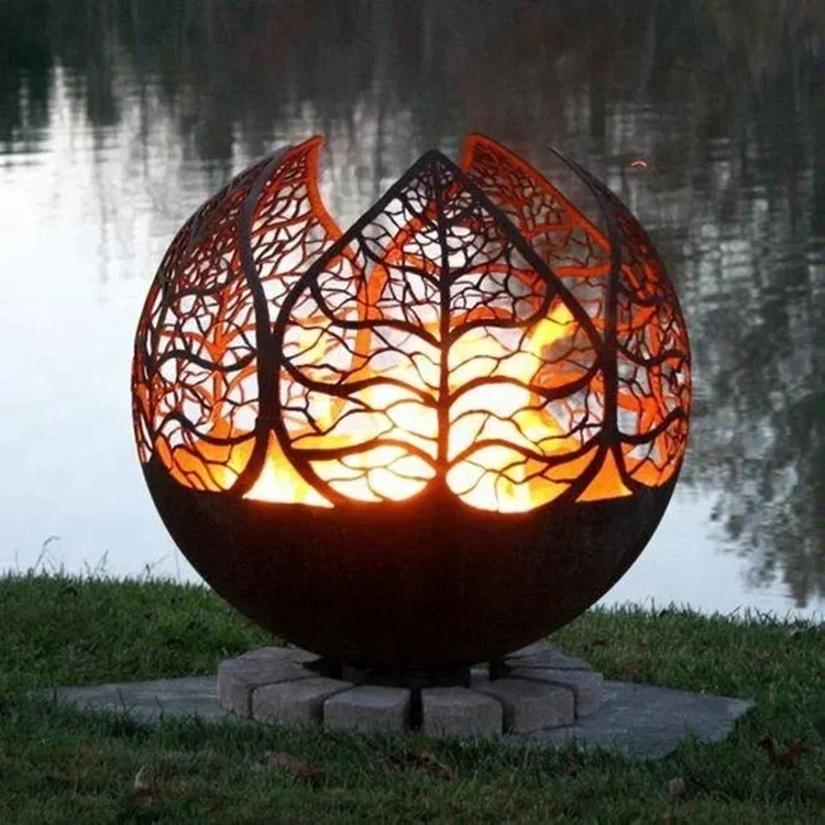 garden products outdoor corten rusty hollow globe  fireball   Steel Sphere fire Pits