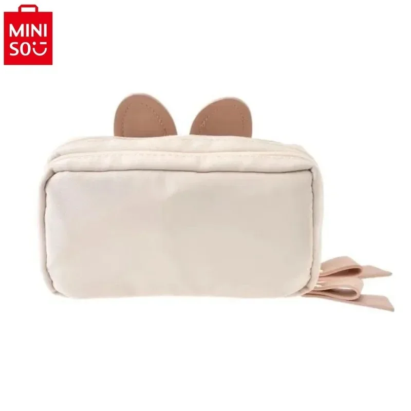 MINISO bolsa de maquillaje de doble capa de dibujos animados de Disney, bolsa de maquillaje de Minnie, bolsa de cintura de cambio dulce y Linda para estudiantes