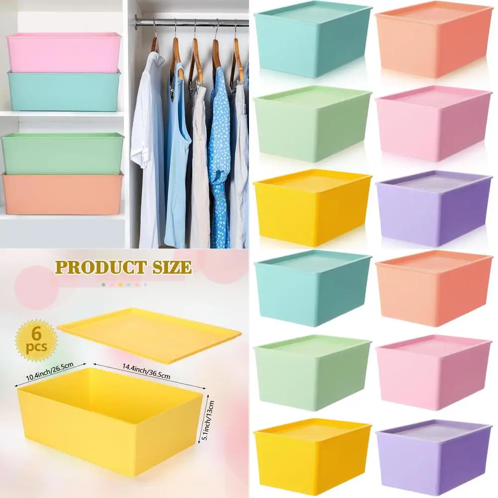 

Штабелируемые пластиковые контейнеры для хранения с крышками, 14,4x10,4x5,1, 6 шт., декоративный органайзер для дома и офиса