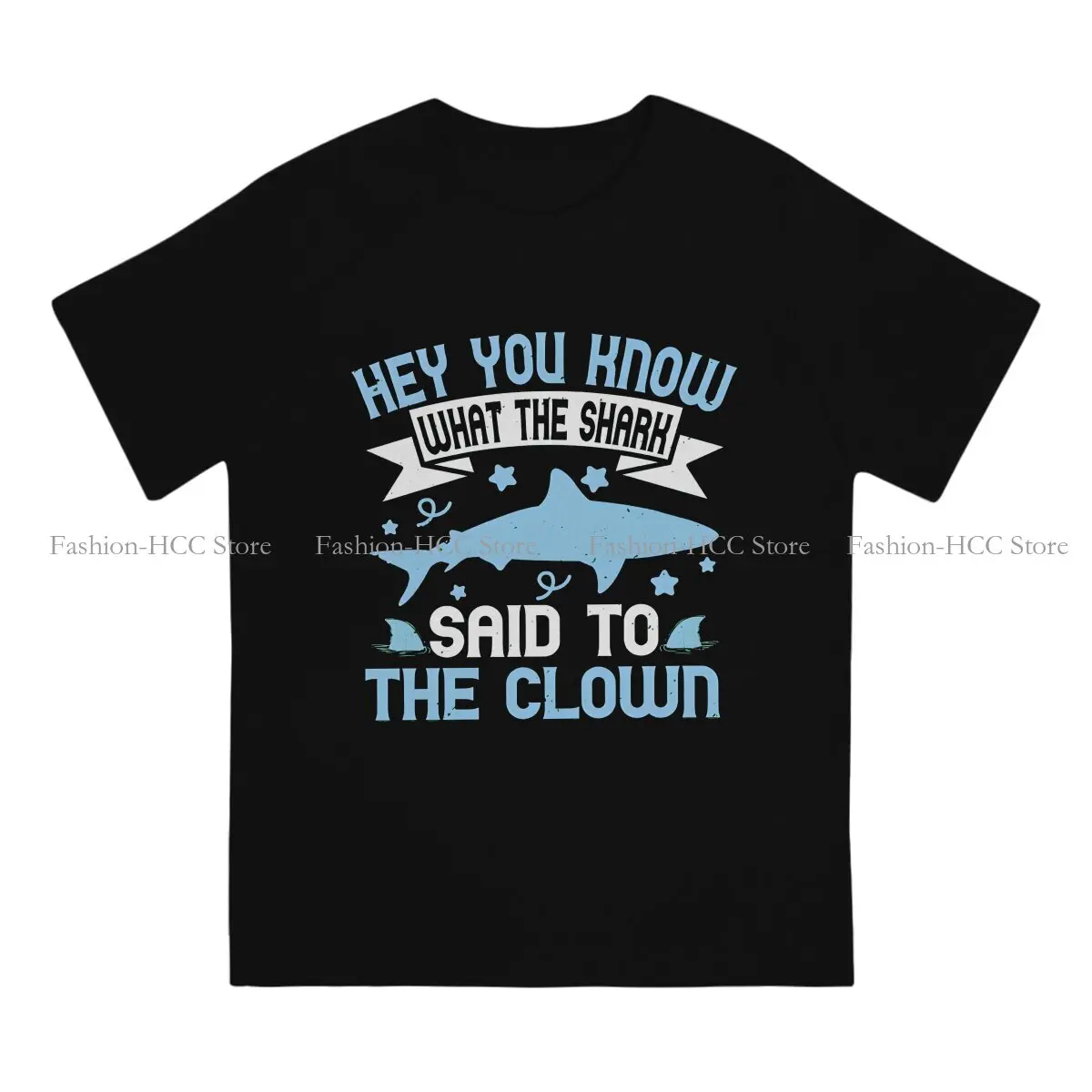 Shark To Clown Hipster Polyester TShirts Shark Wild Animal Male Graphic Tops T Shirt Round Neck