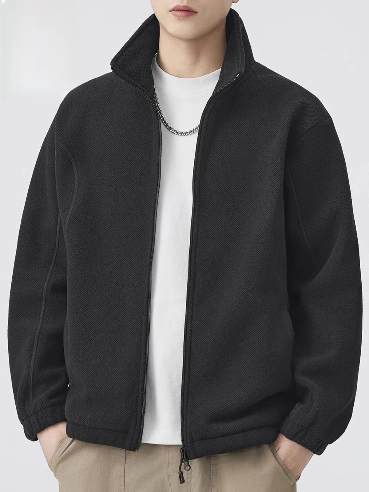 

Men's Spring Thiened Open Cardigan Sweatirt American Casual Sports Jaet Youth Faion Leisure Fit Polyester