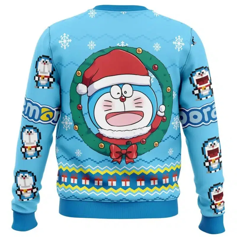 Doraemon Ugly Christmas Sweater Is Simple Stylish And Versatile With Various Patterns Suitable For Christmas Movie Nights