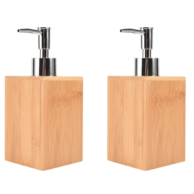 Liquid Soap Dispenser, Bamboo Wooden Household Bathroom Restaurant Hotel Bathroom Lotion Liquid Refillable Hand Bottle With Stai