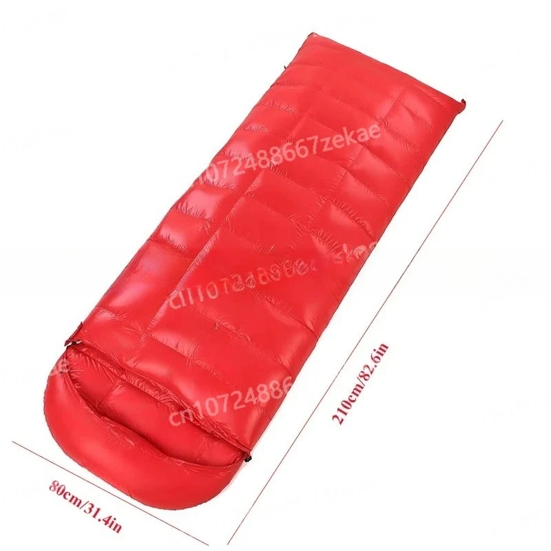 1200/1500/1800/2000g Ulrtalight Outdoor Camping with Hat Splicing Adult White Goose Velvet Envelope Sleeping Bag Set