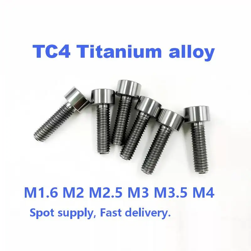 Titanium Alloy Cylindrical Head Hexagon Socket Screws M1.6 M2 M2.5 M3 M4 TC4 GR5 Titanium Alloy Screw 10-50pcs/lot