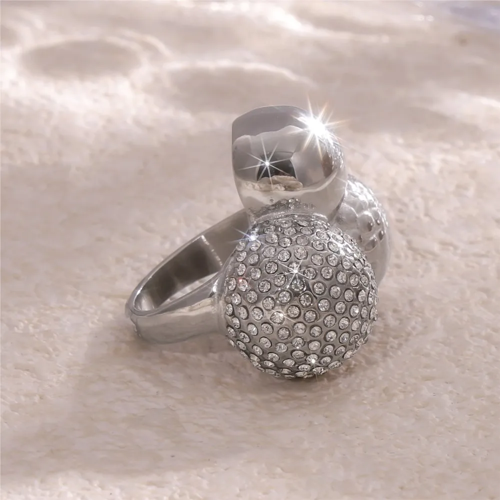 316L Stainless Steel Chunky Rings For Women 18K Gold Plated With Three Ball Waterproof Cute Women's Ring Aesthetic Woman Jewelry