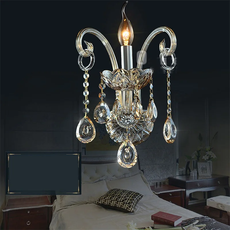 APRIL Indoor Wall Lamps Crystal Fixtures LED European Candle Light Classical for Home Bed Room Lamp
