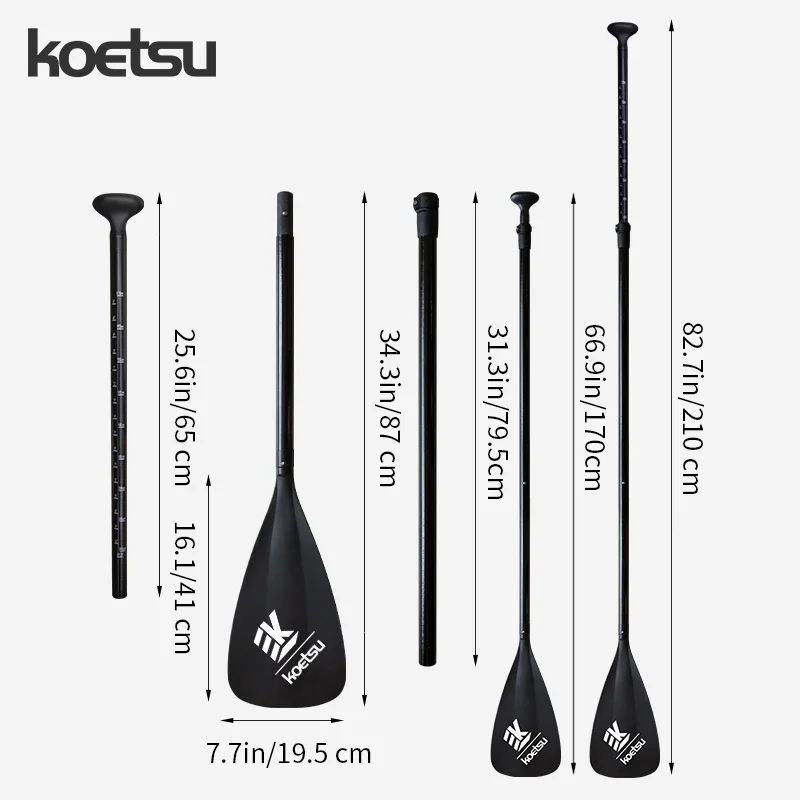 KOETSU Fiberglass Paddle Adjustable from 5.5ft to 6.8ft for Stand Up Paddle Board Sup Surfboard Removable Carry