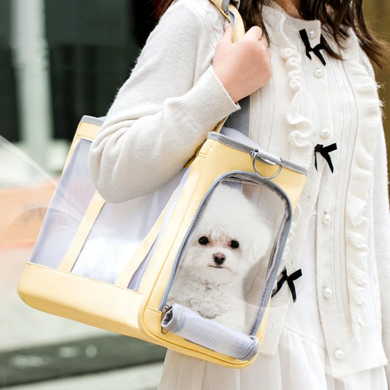 Pet Dog Carriers Bag Outdoor Travel Cat Carriers Dog Shoulder Bag Breathable Mesh Cloth Single Sling Handbag for Small Dogs Cats