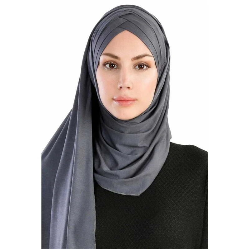 Women Jersey Scarf Soft Plain Cotton Instant Hijab Shawls and Wraps foulard femme muslim Hijabs Ready To Wear Headscarf