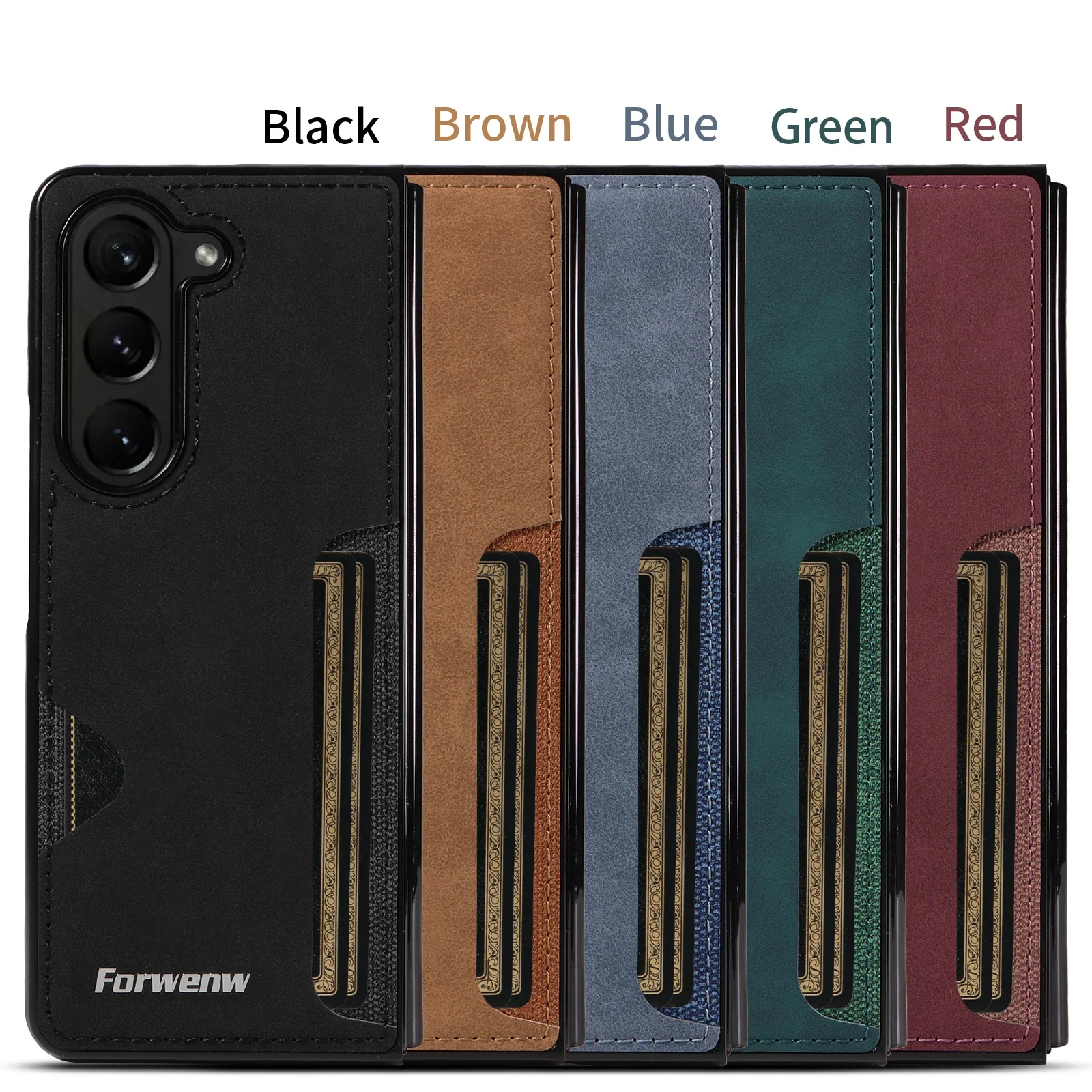 Cards Solt Wallet Leather Business Phone Case For Samsung Galaxy Z Fold 6 5 4 3 5G Fold6 Fold5 Full Protection Ultra Thin Cover