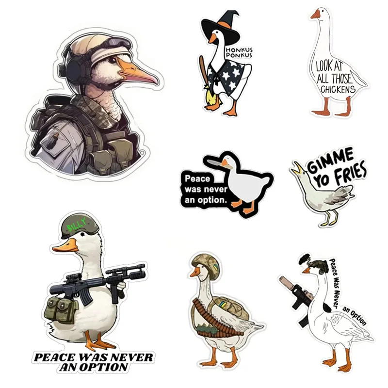 

Soldier Goose Military Tactics Matte Stickers Creative Big White Duck Waterproof Decals for Car Motor Pitcher Skateboard Luggage