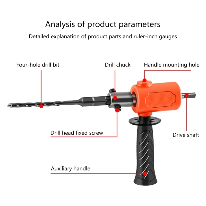 ipiip Hand Electric Drill Adapter Outlet Adapter Electric Drill to Hammer Conversion