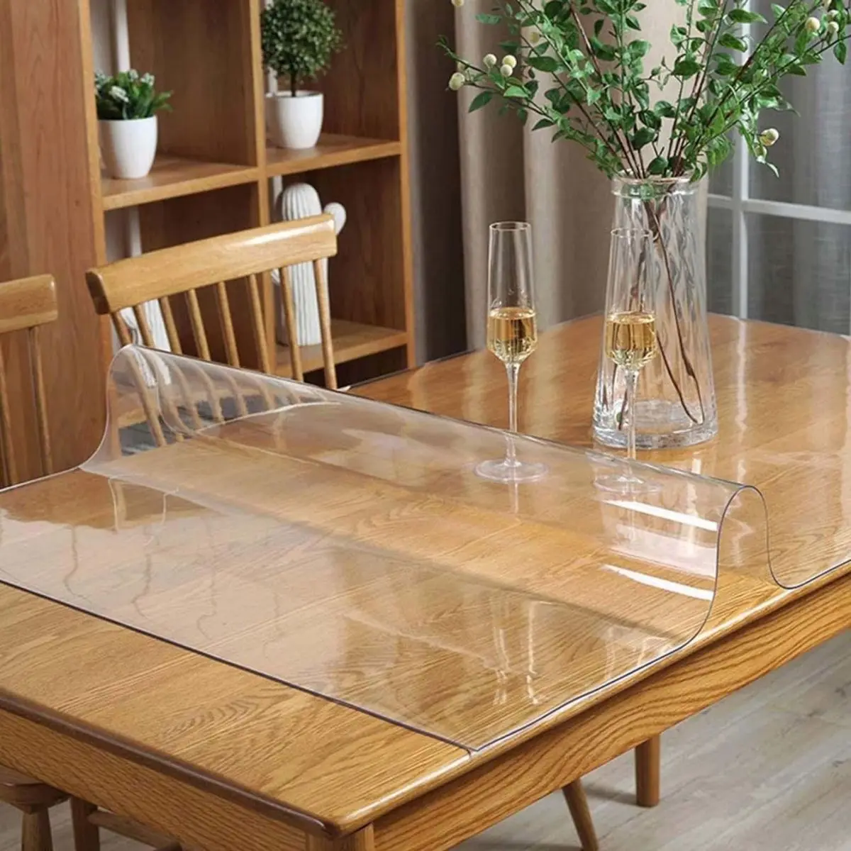 Soft Glass Tablecloth Transparent PVC Table Cloth Waterproof Oil Proof Kitchen Dining Rectangular Table Cover Matte Clear