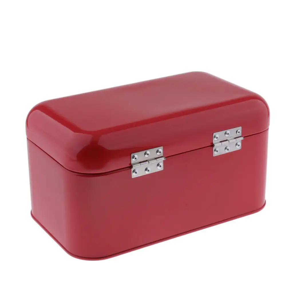 Steel Iron Bread Bin Large Capacity Kitchen Storage Food Box Lid Closure Preserves Loaf and Pastries for Pantry Counter