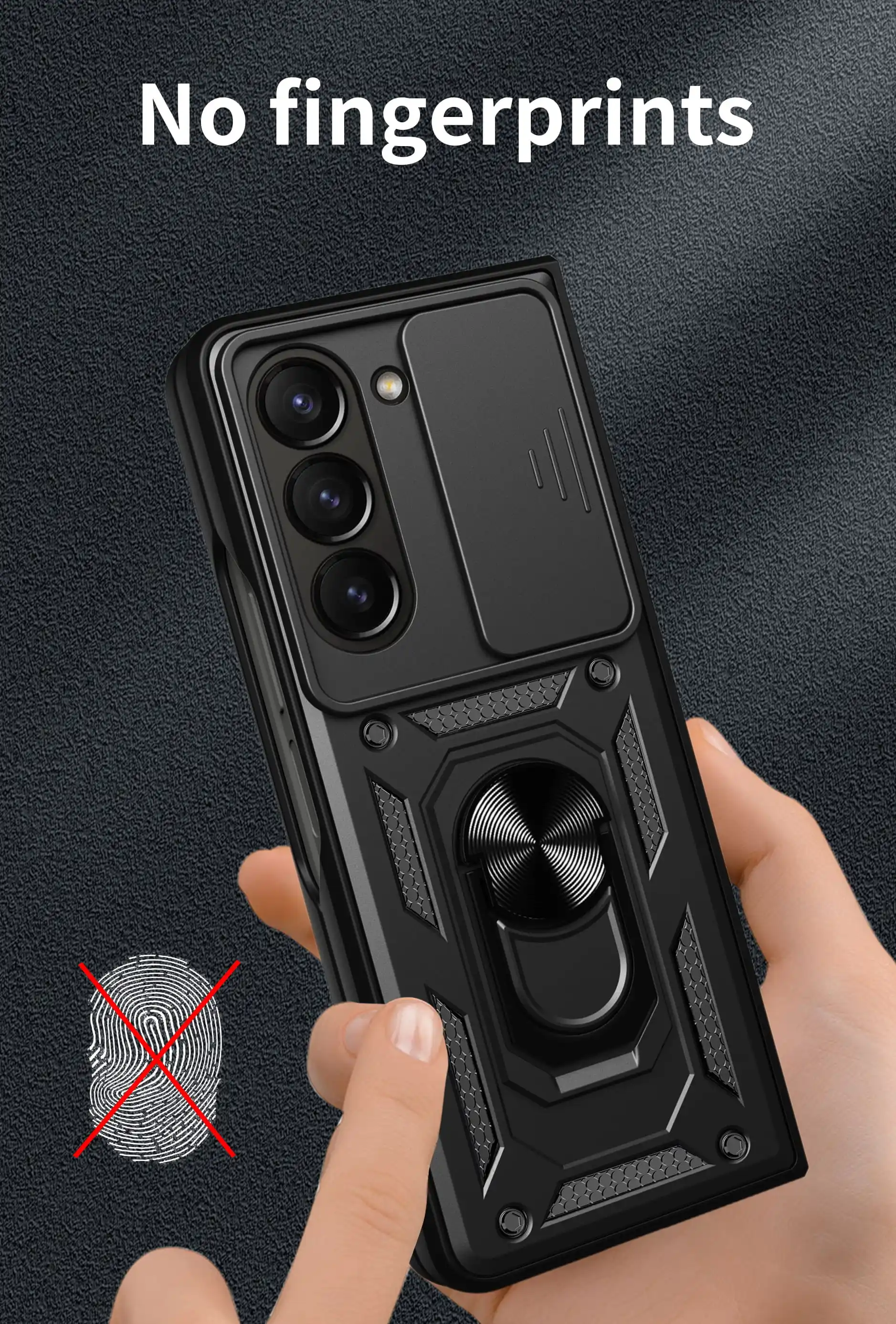 เคสสำหรับ Samsung Galaxy Z Fold7 ป้องกันกล้องแบบเลื่อนได้ พร้อมขาตั้ง  สำหรับ Galaxy Z Fold6 Fold5