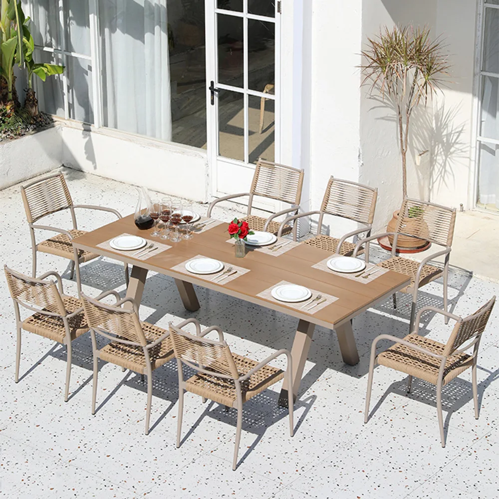 #Modern Durable Comfortable Eco-Friendly Rattan Three-Piece Table Chair Set Waterproof Stackable Design Outdoor Garden Balcony